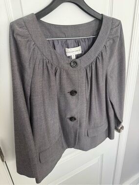Jones New York Gray Gathered Yoke Button blazer